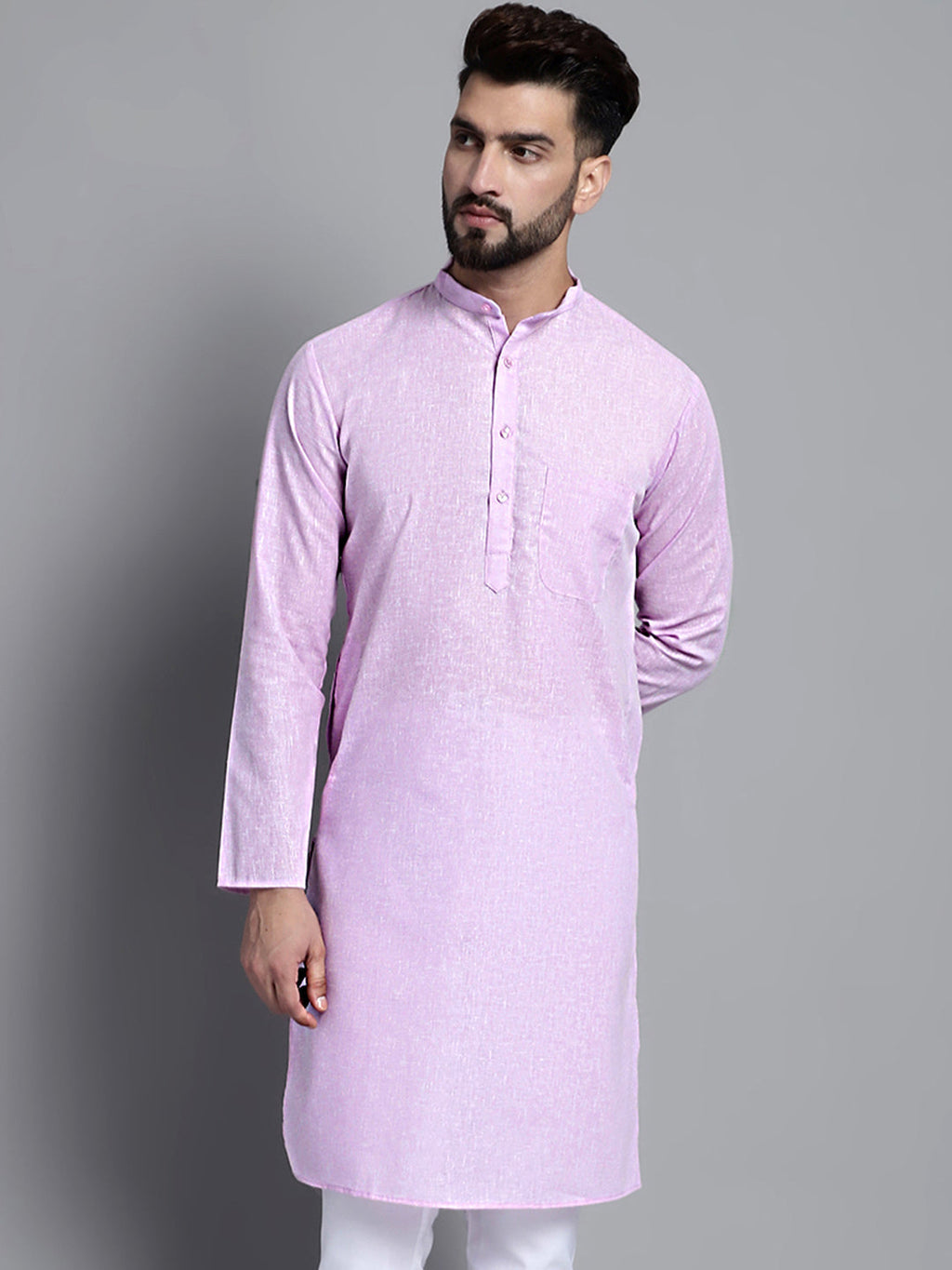 Jompers Men's Solid Pure Cotton Kurta Only - Purple | Grocsy
