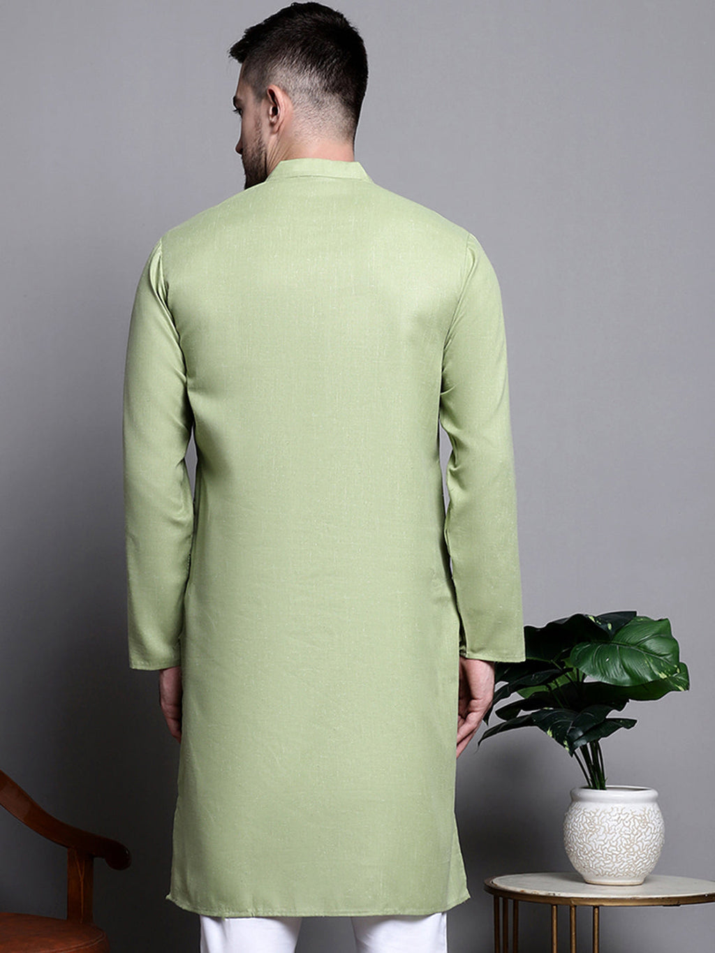 Jompers Men's Pure Cotton Kurta - Pista | Grocsy