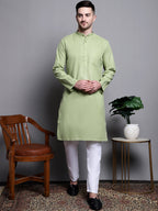 Jompers Men's Pure Cotton Kurta - Pista | Grocsy