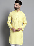 Jompers Men's Solid Pure Cotton Kurta Only - Yellow | Grocsy