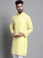 Jompers Men's Solid Pure Cotton Kurta Only - Yellow | Grocsy