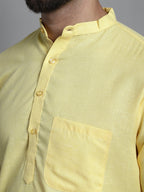 Jompers Men's Solid Pure Cotton Kurta Only - Yellow | Grocsy