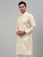 Jompers Men's Cream Embroidered Kurta Only | Grocsy