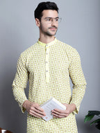 Jompers Men's Yellow Embroidered Kurta Only | Grocsy