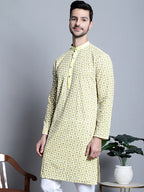 Jompers Men's Yellow Embroidered Kurta Only | Grocsy