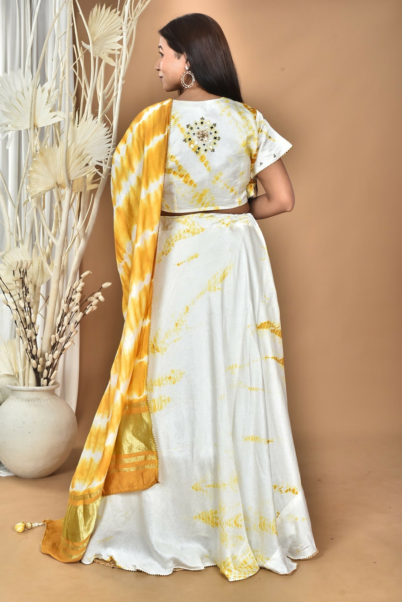 Morchari Women Tai Dai And Hand Embroidery Lehenga-Yellow | Grocsy