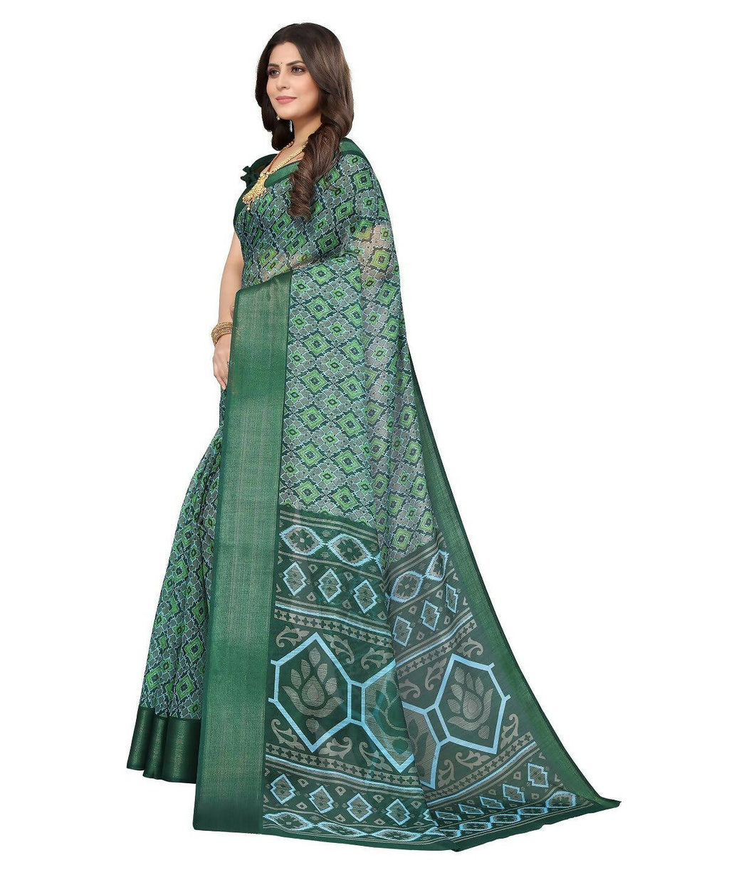 Vamika Cotton Green Jari Border Bollywood Style Saree (VASU GREEN) | Grocsy