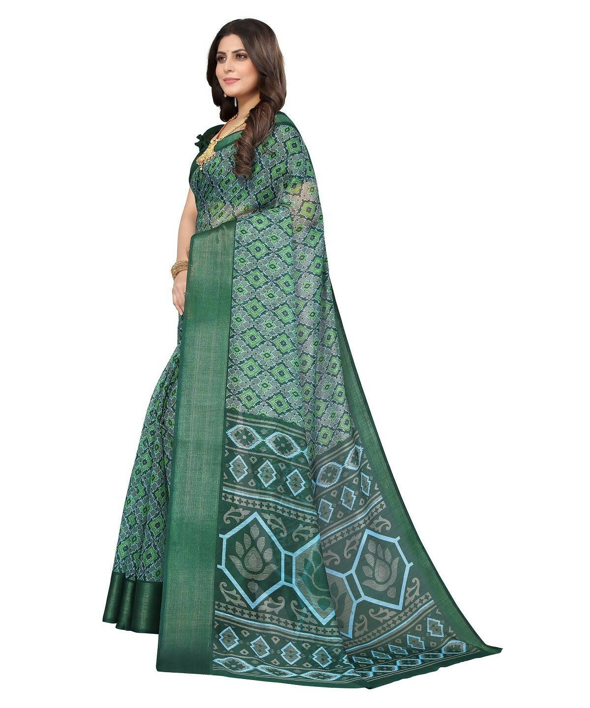 Vamika Cotton Green Jari Border Bollywood Style Saree (VASU GREEN) | Grocsy
