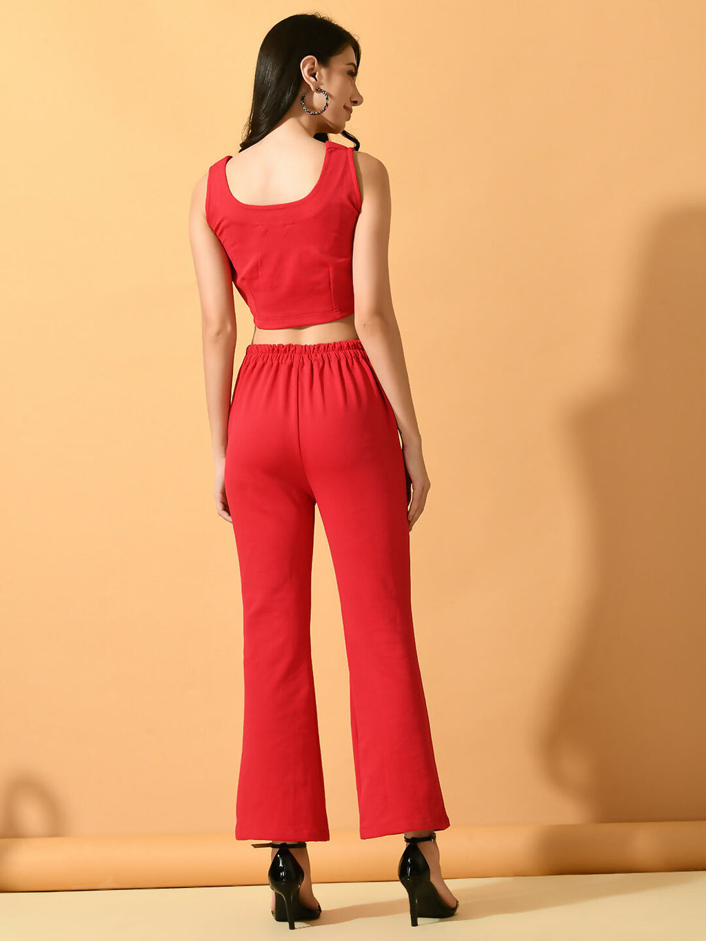 Myshka Women's Pink Solid Top With Trousers | Grocsy