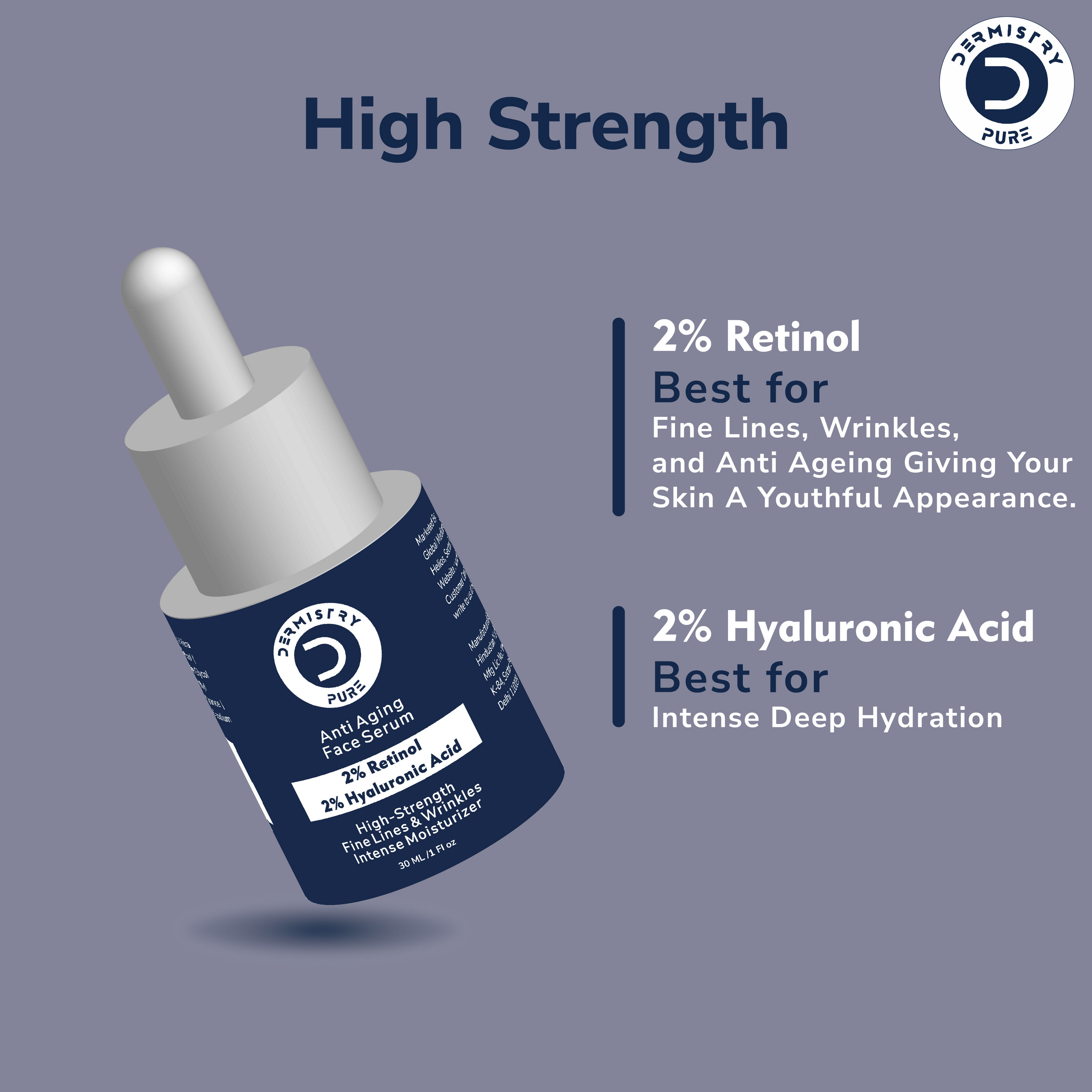 Dermistry 2% Retinol Hyaluronic Night Moisturizer Cream Serum For Anti Aging Fine Lines & Wrinkles | Grocsy