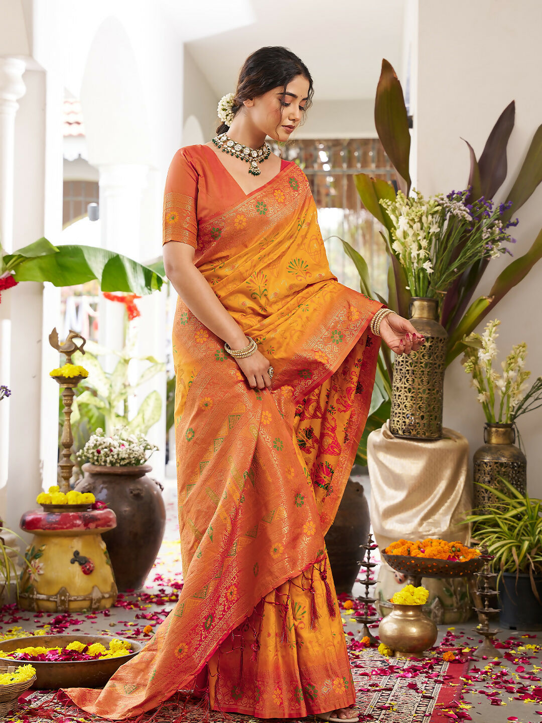 Shree Shyam Fashion Yellow Soft Silk Saree | Grocsy