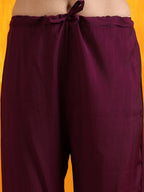 Hand Embroidered Kurta With Pant & Embroidered Organza Dupatta, Purple - Hiral Fashion | Grocsy