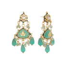 Nuyug 22K Gold Plated Lush Green Maang Tikka & Earrings Set | Grocsy