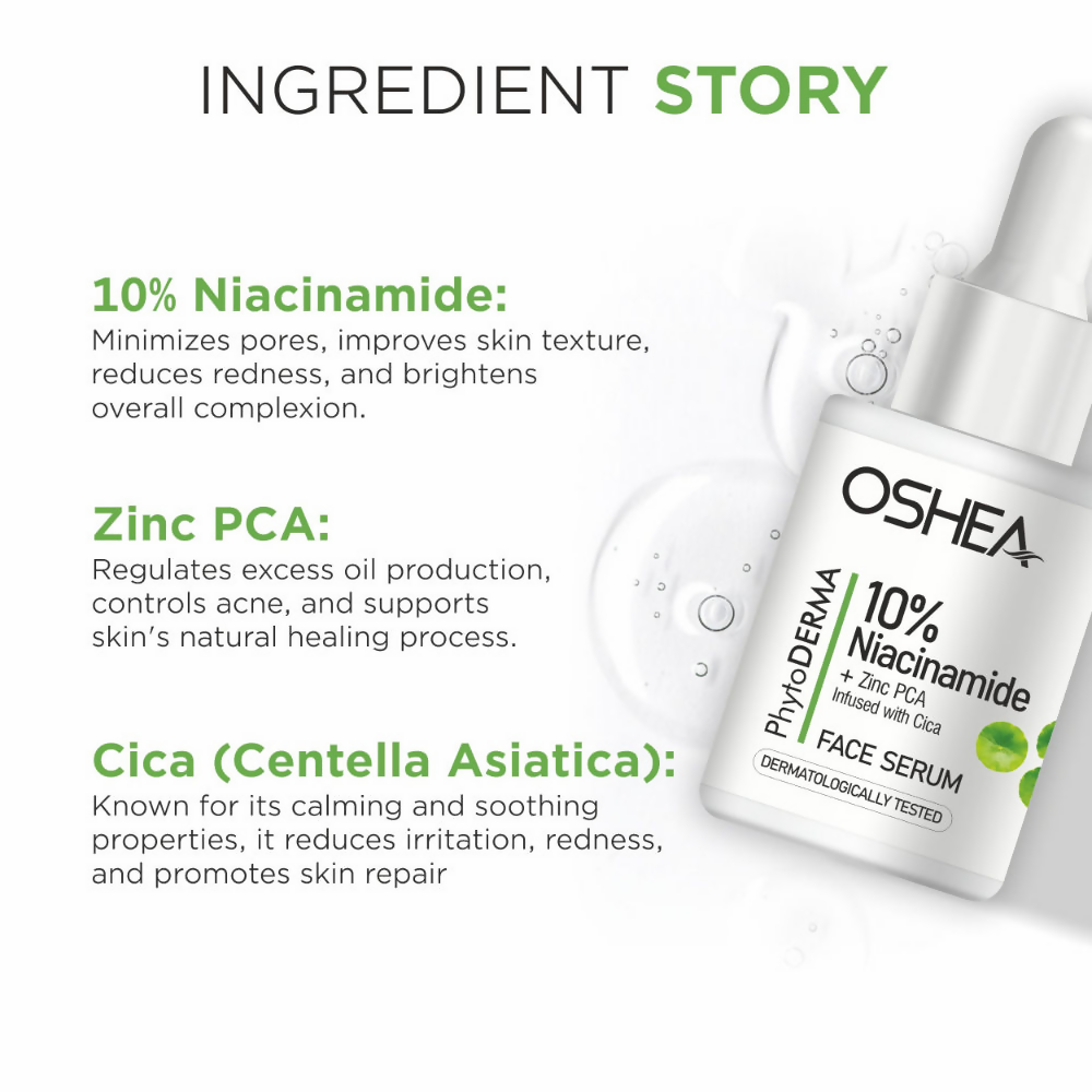 Oshea Herbals Phytoderma 10% Niacinamide plus Zinc Pca Face Serum | Grocsy