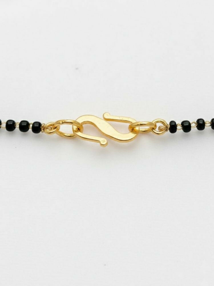 NVR Women Gold Plated Black Beaded Short Design Mangalsutra | Grocsy