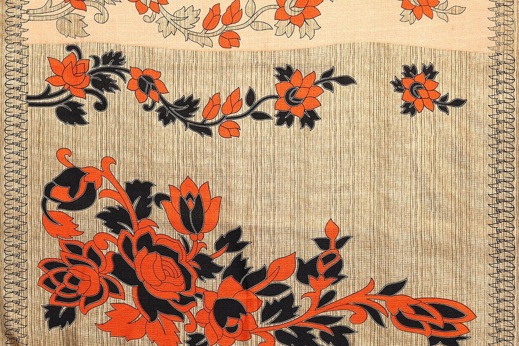 Vamika Orange Printed Art Silk Saree | Grocsy