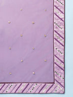 House of Panchhi Women Lavender Net Zig-Zag Embroideried Lehenga, Blouse & Dupatta | Grocsy