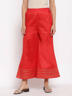 Myshka Women's Red Cotton Solid Casual Palazzo | Grocsy