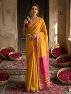 Shree Shyam Fashion Gold Cotton Saree | Grocsy