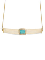 Women's Blue White Gold-Polished Handcrafted Necklace - Ruby Raang | Grocsy