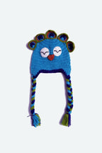 Chutput Kids Woollen Hand Knitted Peacock Face Detailed Cap - Blue | Grocsy