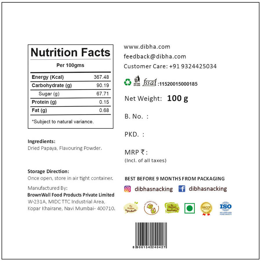 Dibha Dried Papaya | Grocsy