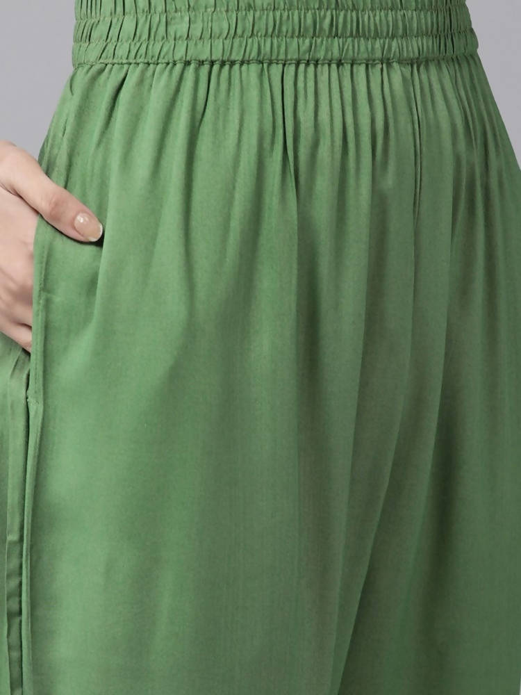 Yufta Green Printed Kurta With Trouser | Grocsy