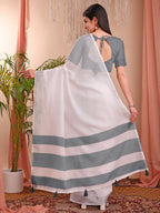 Shree Shyam Fashion The White Loom White Linen Cotton Saree | Grocsy