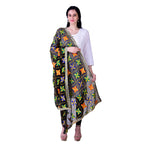 SWI Stylish Women's Embroidered Phulkari Chiffon Black Dupatta | Grocsy
