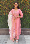 Vedant Vastram Kurta Pant Set With Dupatta Having Beautiful Handwork - Peach | Grocsy