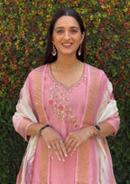 Vedant Vastram Kurta Pant Set With Dupatta Having Beautiful Handwork - Peach | Grocsy