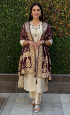 Vedant Vastram Kurta Pant Set With Dupatta Having Beautiful Handwork - White | Grocsy