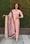 Vedant Vastram Kurta Pant Set With Dupatta Having Beautiful Handwork - Peach | Grocsy