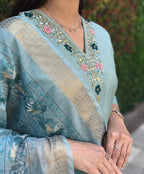 Vedant Vastram Kurta Pant Set With Dupatta Having Beautiful Handwork - See Green | Grocsy