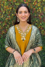 Vedant Vastram Kurta Pant Set With Dupatta Having Beautiful Handwork - Yellow | Grocsy