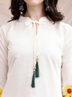 Two-Piece Embroidered Ethnic Co-Ord Set, White - Hiral Fashion | Grocsy