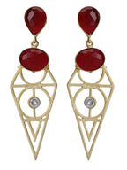 Joban Fashion Women Red Stone Matte Gold Earrings | Grocsy