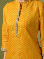 Myshka Women's Yellow Printed Cotton Blend Straight Party Kurta Set | Grocsy