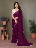 Vedant Vastram Poly Silk Embroidery Work Fancy Saree - Purple | Grocsy