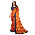 Vamika Multi Color Designer Chiffon Brasso Saree With Mirror Work Lace | Grocsy
