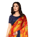 Vamika Multi Color Designer Chiffon Brasso Saree With Mirror Work Lace | Grocsy