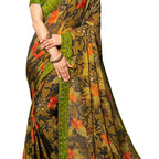 Vamika Multi Color Designer Chiffon Brasso Saree With Mirror Work Lace | Grocsy