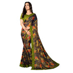 Vamika Multi Color Designer Chiffon Brasso Saree With Mirror Work Lace | Grocsy