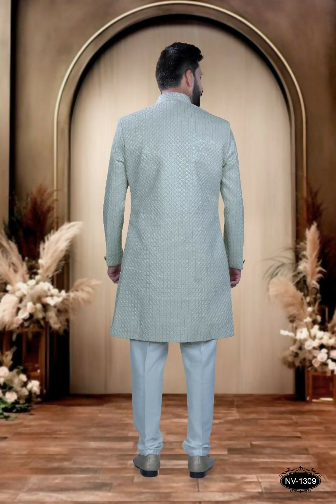 Joban Fashion Men's Green Base Silk Kurta with Pyjama | Grocsy