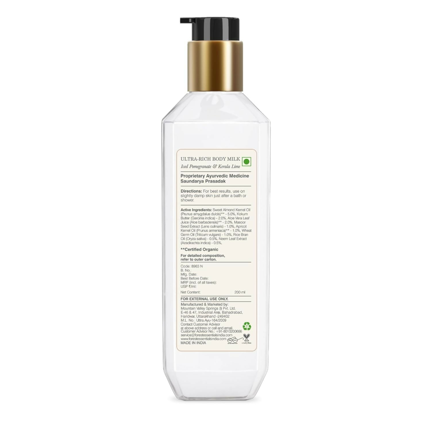 Forest Essentials Ultra Rich Body Milk Pomegranate Kerala Lime Body Lotion | Grocsy