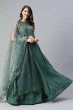 Pista Georgette Sequins Embroidery Work Lehenga Choli with Dupatta - Jivika | Grocsy