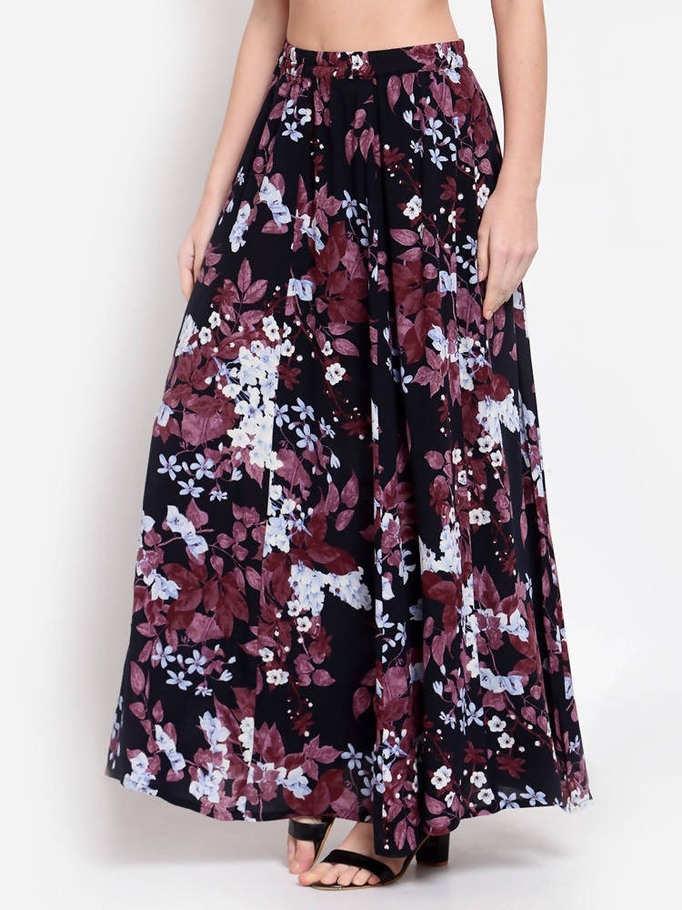 Myshka Women's Multi Printed Crepe Na Na Casual Skirt | Grocsy
