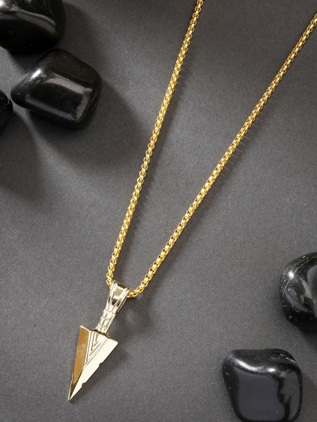 NVR Men's Set of 3 Multicolor Rhodium-Plated Arrow-Shaped Pendant With Chain | Grocsy