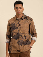Brown Men Pure Cotton Relaxed Floral Opaque Printed Casual Shirt - Mahotsav | Grocsy