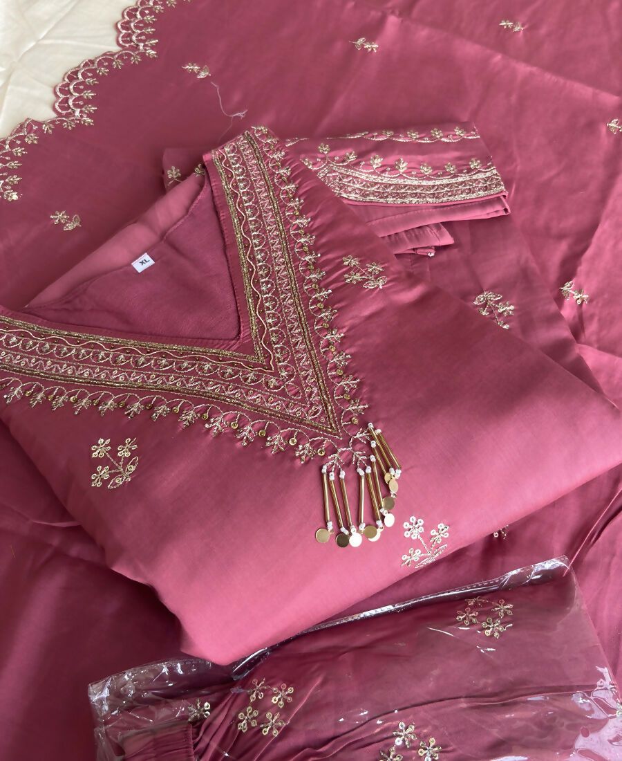 KC Roman Silk Palazzo Suit For Women Wedding Wear Pink | Grocsy